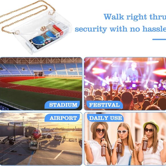 Clear Purse for Women, Clear Bag Stadium Approved, See Through Clear Handbag for - Picture 5 of 7